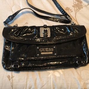 Large Black Leather Guess Purse